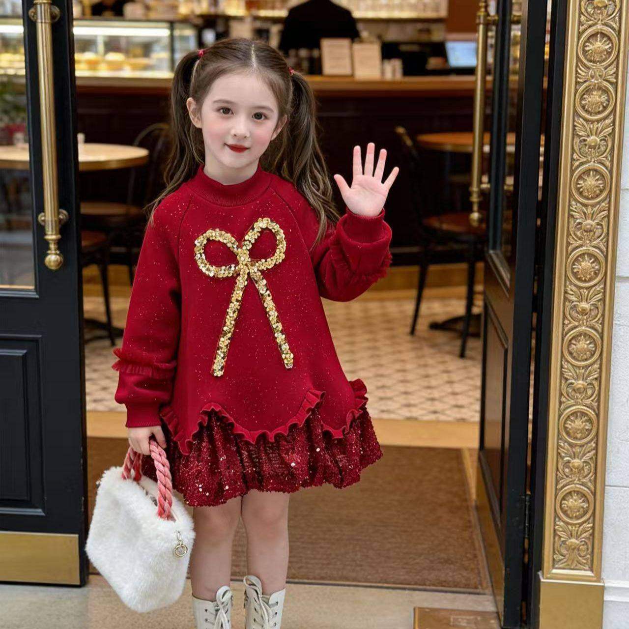 女童新年连衣裙2026冬季加绒红色拜年公主裙喜庆洋气亮片裙子冬装,童装/婴儿装/亲子装,连衣裙,淘宝优惠券,粉丝福利购,淘宝优惠卷
