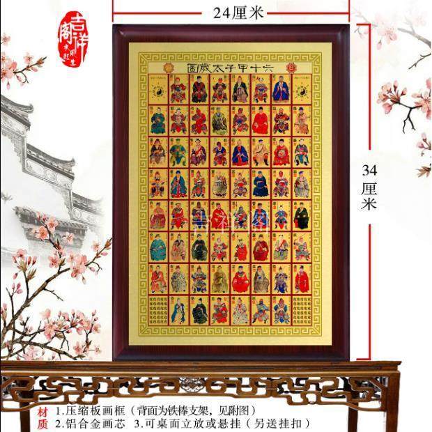 六十甲子太岁全图 60甲子太岁画像 神像坛图摆件 供奉牌位,家居饰品,装饰摆件,淘宝优惠券,粉丝福利购,淘宝优惠卷