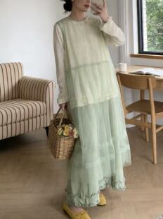 2026年早春新款网纱连衣裙女无袖多色叠穿罩衫裙度假风仙女裙