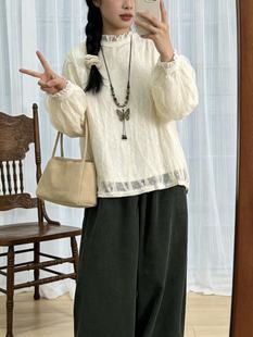 【白茶月光】新款衬衫女内搭秋冬超柔软搭外套潇潇原创上衣加绒