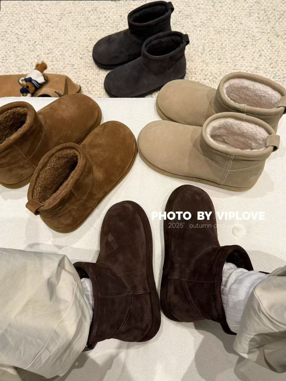 锁定高品Gy磨砂牛皮加绒雪地靴女2025新款保暖套筒棉鞋短靴女鞋潮