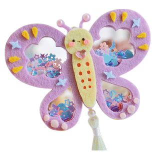 蝴蝶摇摇乐diy不织布材料包乒乓球拍亲子手工自制锦鲤创意礼物