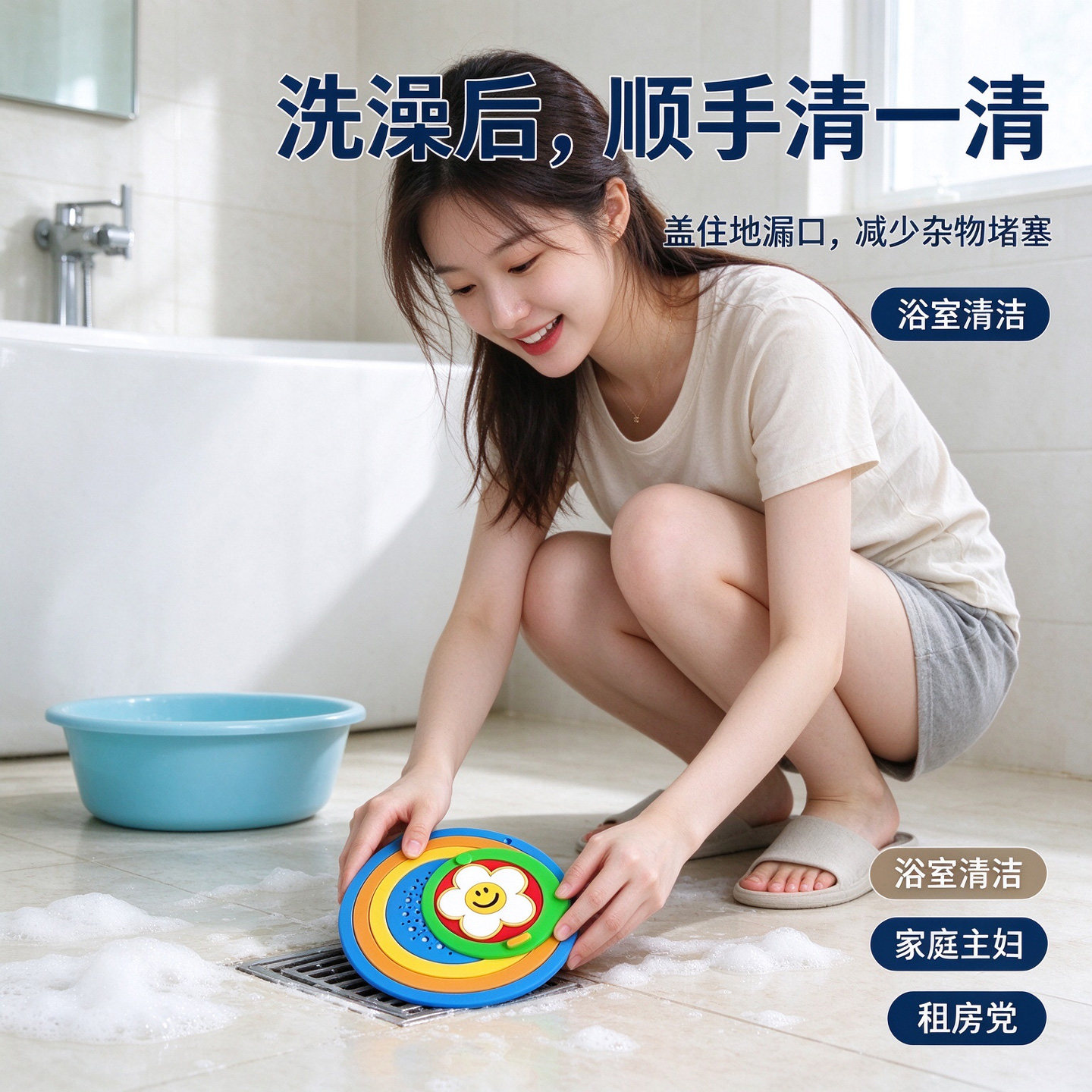 彩虹二合一地漏盖防臭防返味