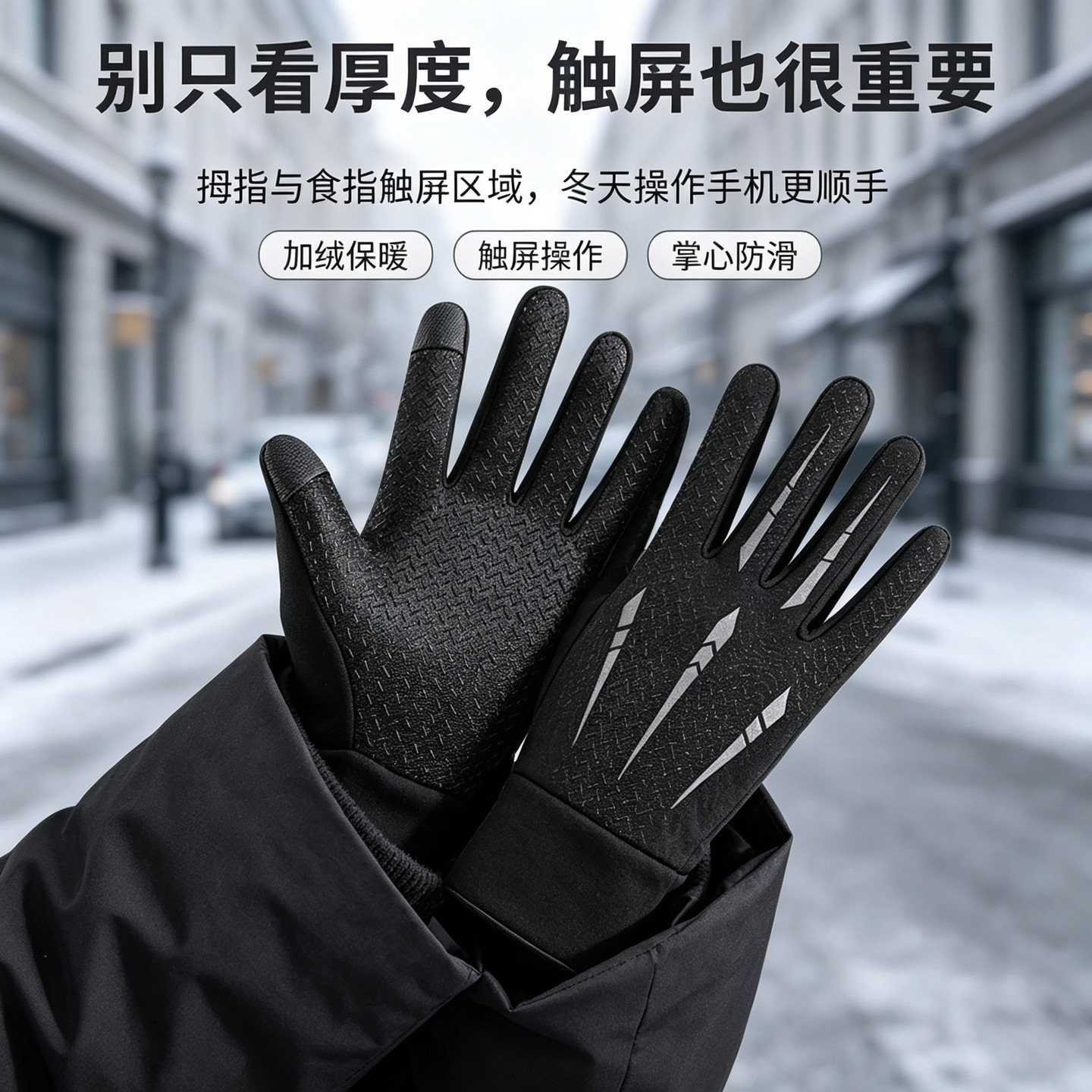 防风防水加绒保暖骑行全指男手套