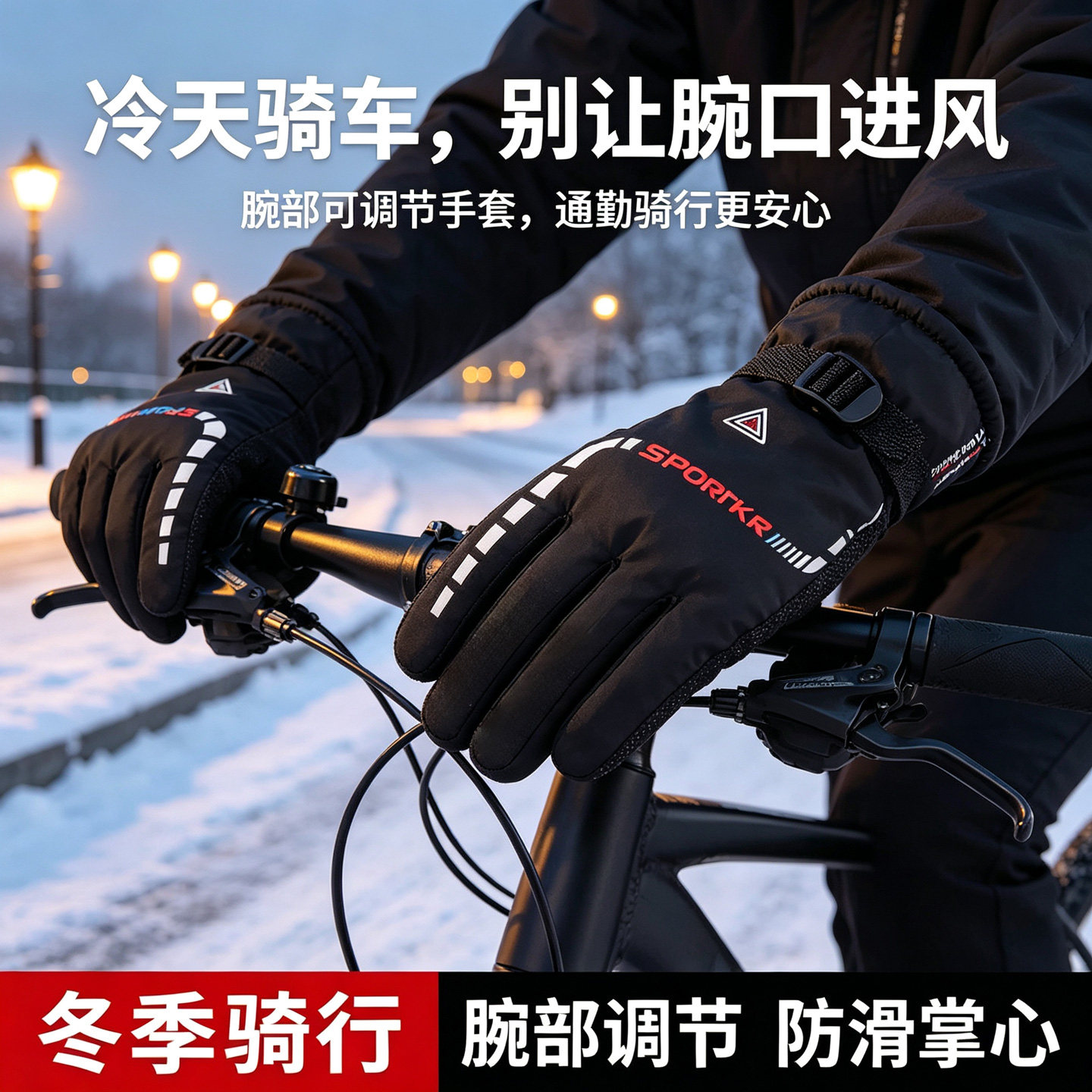 骑车冬保暖加绒手套防寒