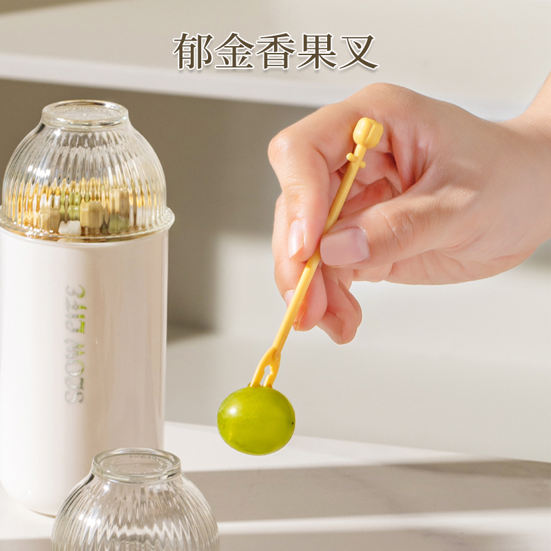 两齿一次性水果叉不伤嘴
