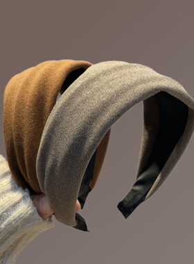 法式高颅顶宽边发箍女2026新款灰色洗脸压发头箍日常外戴发卡头饰