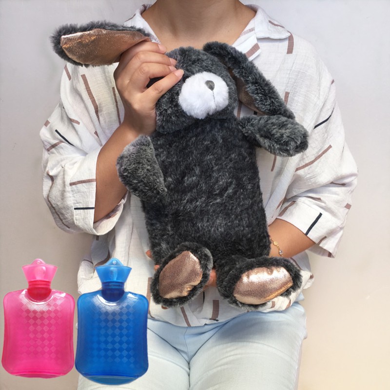 防爆小方pvc兔兔绒冲水热水袋