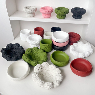 水泥杯空杯子香薰扩香石容器盘摆件干花水晶石小花瓶装饰盆器皿