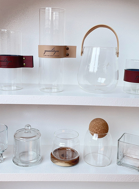 玻璃杯小花瓶摆件干花材料水晶石香薰容器杯子装饰品器皿瓶子