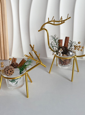 干花晶石香薰摆件家用装饰品金色小鹿香氛扩香石diy创意