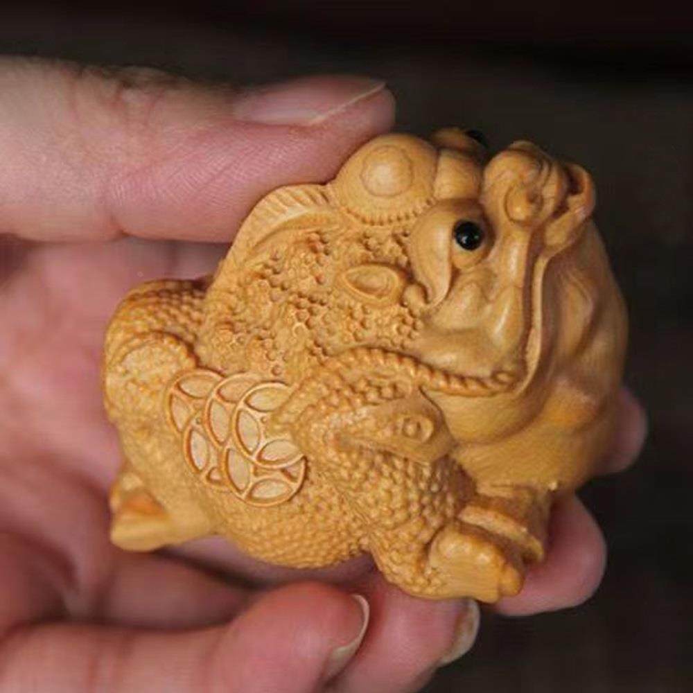 《三足金蟾》崖柏木雕实木雕刻蛤蟆青蛙工艺品手把件招财随身文玩