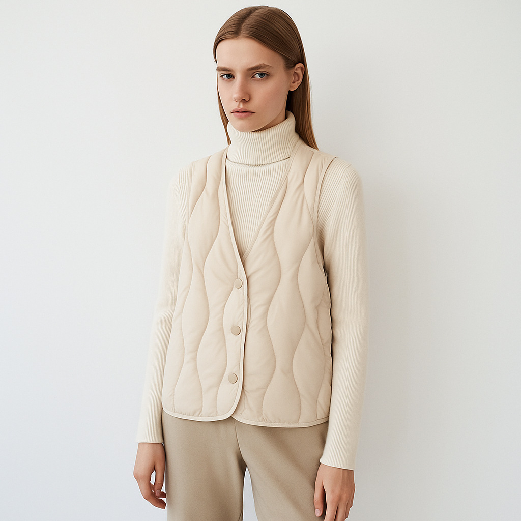 平湖柔菇菇Down jacket羽绒马甲新国标90绒V领女秋冬轻薄背心无袖