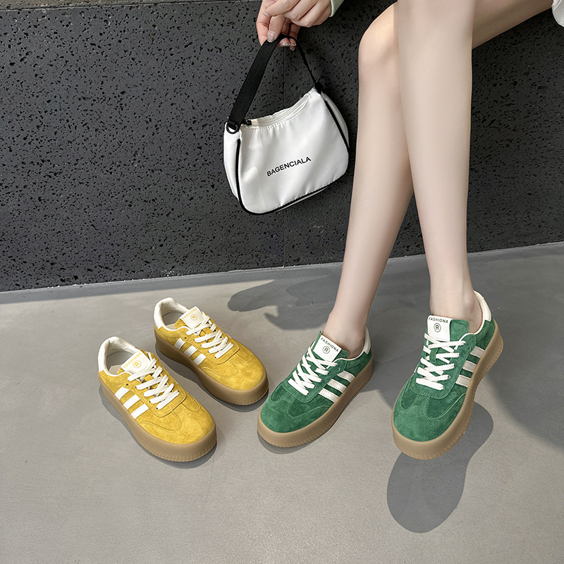 厚底德训鞋女2024春夏新款韩版拼色透气休闲时尚爆款运动板鞋