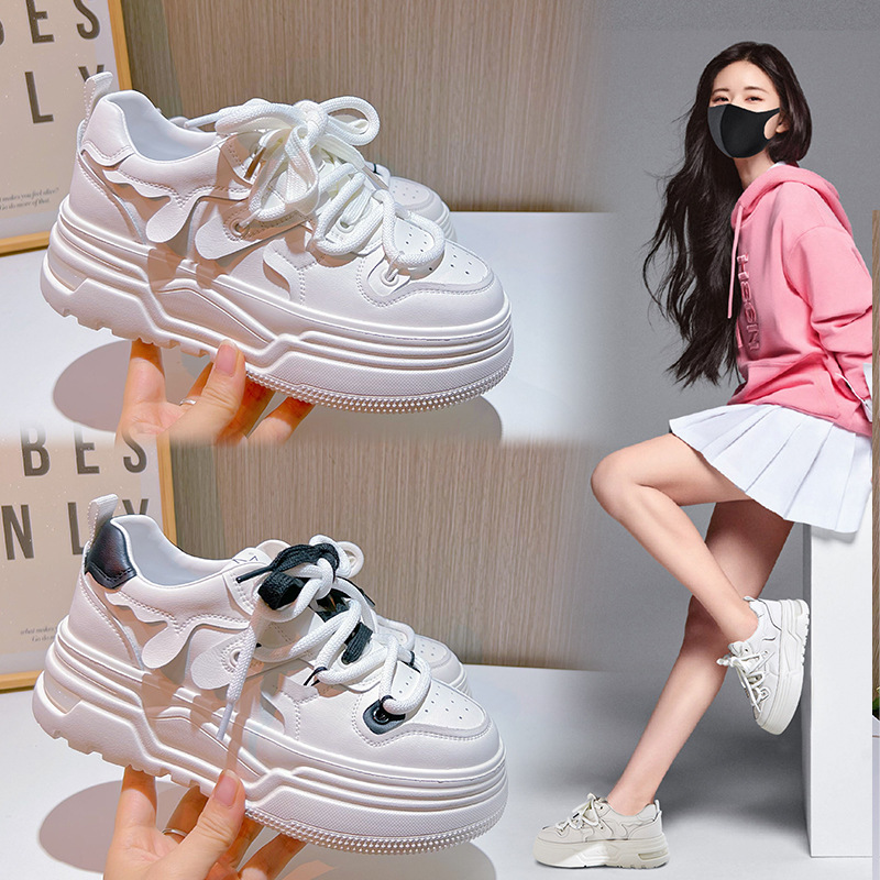 发泡底真皮小白鞋2026春季新款女士厚底鞋运动板鞋女休闲百搭女鞋