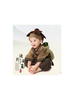 小和尚衣服儿童国学汉服男女小孩宝宝药童锄禾幼童古装演出服装