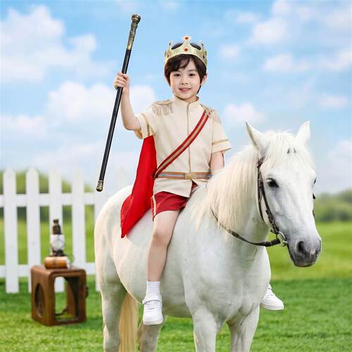 六一儿童节男童王子cos服幼儿园舞台表演服带皇冠权杖披风套装