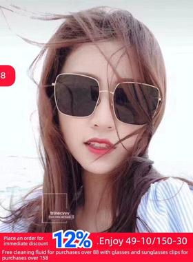韩式清晰度偏光太阳镜q女性方框粉色夫妇太阳镜精致的面部修饰