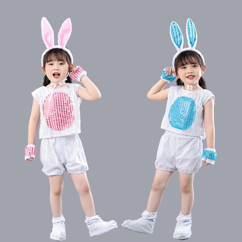 送扇子兔子舞台演出服儿大童幼儿园表演服卡通动物新款舞蹈服大灰图片