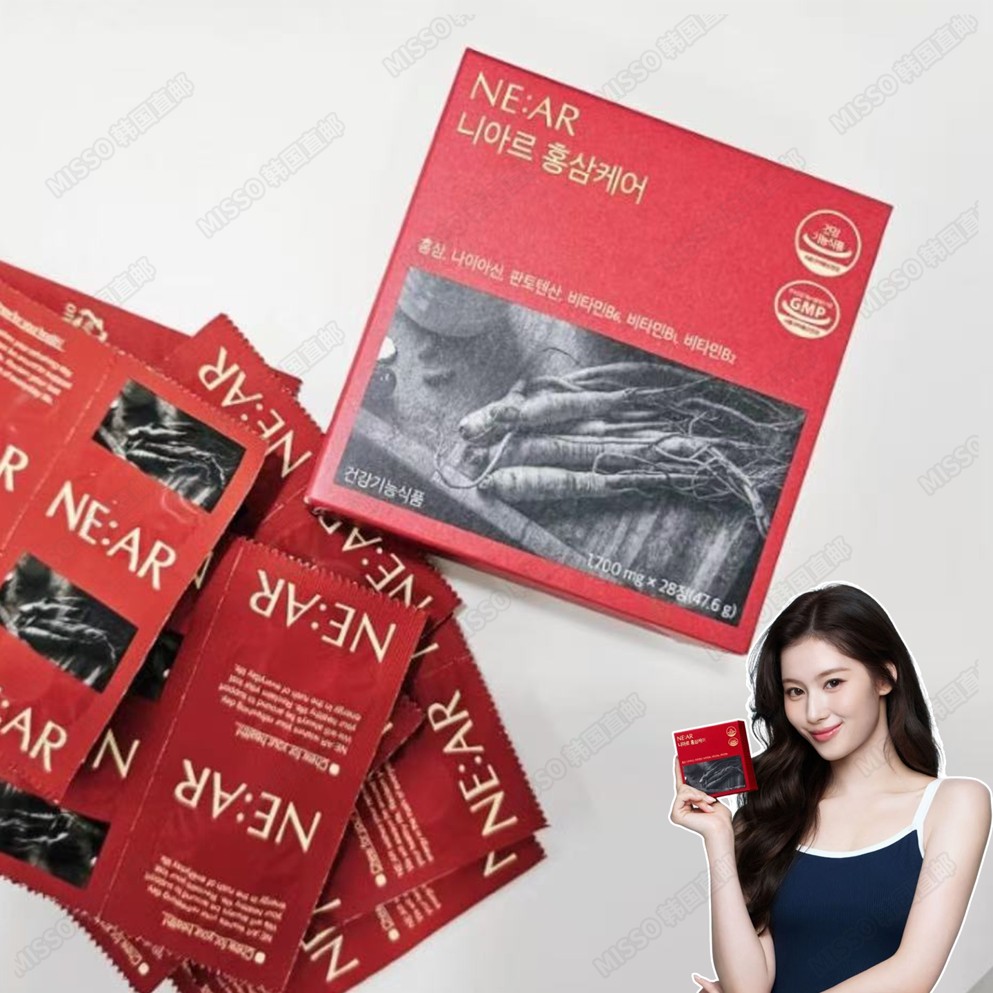 活力补给▲韩国NE:AR红参咀嚼片SANA代言人参皂苷维生素B族零糖
