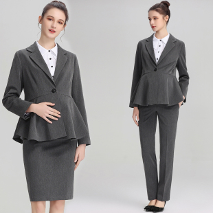 西装 春秋季 子包臀裙两件套职业面试上班长袖 女上衣裤 外套 孕妇套装