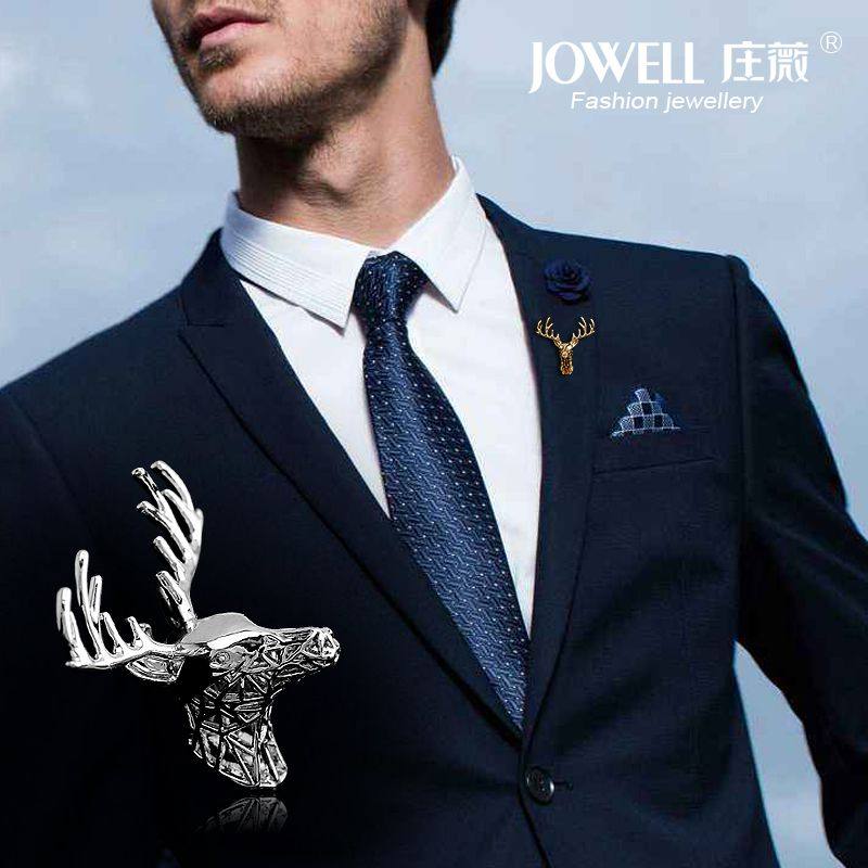 立体镂空鹿头男士主持人西装领针3d鹿胸针女毛衣别针配饰刺马针扣