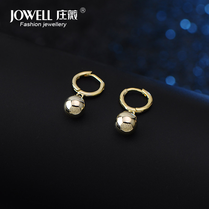 轻奢小香风球形光版耳圈女名媛风耳环韩国网红甜美气质耳夹耳饰