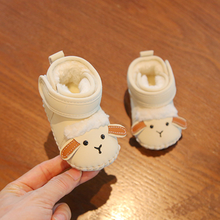 子软底婴幼儿棉鞋 12个月婴儿学步鞋 一岁宝宝雪地靴高帮6 2025冬季
