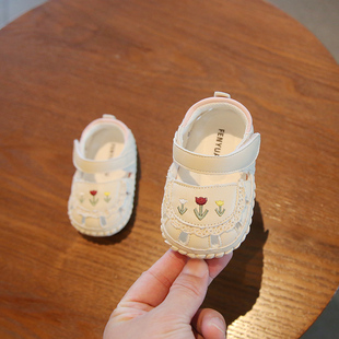 1一岁女宝宝公主学步鞋 软底婴幼儿鞋 子夏款 12个月婴儿凉鞋 夏季