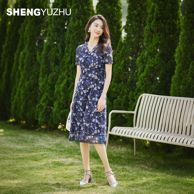 声雨竹官方旗舰店2026夏季薄款碎花裙女休闲日常气质短袖连衣裙