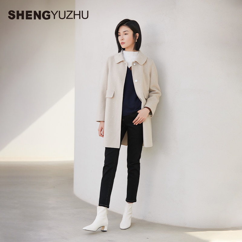 声雨竹2025秋季新款修身显瘦直筒牛仔裤女高腰弹力黑色棉质长裤