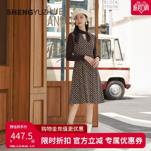 声雨竹官方旗舰店春夏季新款连衣裙女商场同款碎花套头A字裙休闲