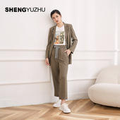 女薄款 声雨竹官方旗舰店商场同款 休闲裤 新款 带蝴蝶结高级感 秋冬季