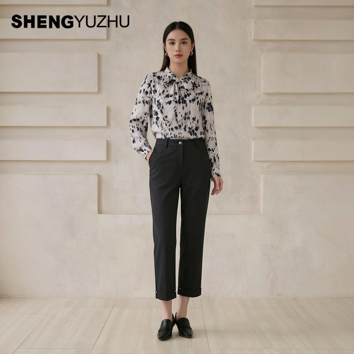 声雨竹专柜2024年夏季新款直筒裤女九分直筒裤修身薄款休闲百搭