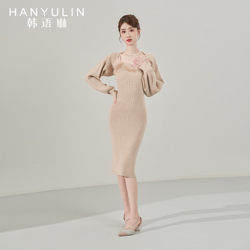 韩语琳春季长袖连衣裙女2025新款春春法式修身显瘦气质针织裙裙子,女装/女士精品,连衣裙,淘宝优惠券,粉丝福利购,淘宝优惠卷