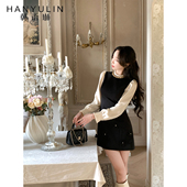 韩语琳 礼服裙子 连衣裙女2026黑色气质小香风短款 法式 千金风长袖