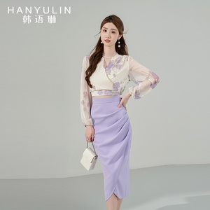 韩语琳套装女2023新款春秋时尚气质显瘦上衣半身裙高级感两件套潮