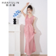 法式 粉色裙子 无袖 设计感小众连衣裙2025新款 春气质收腰显瘦中长款