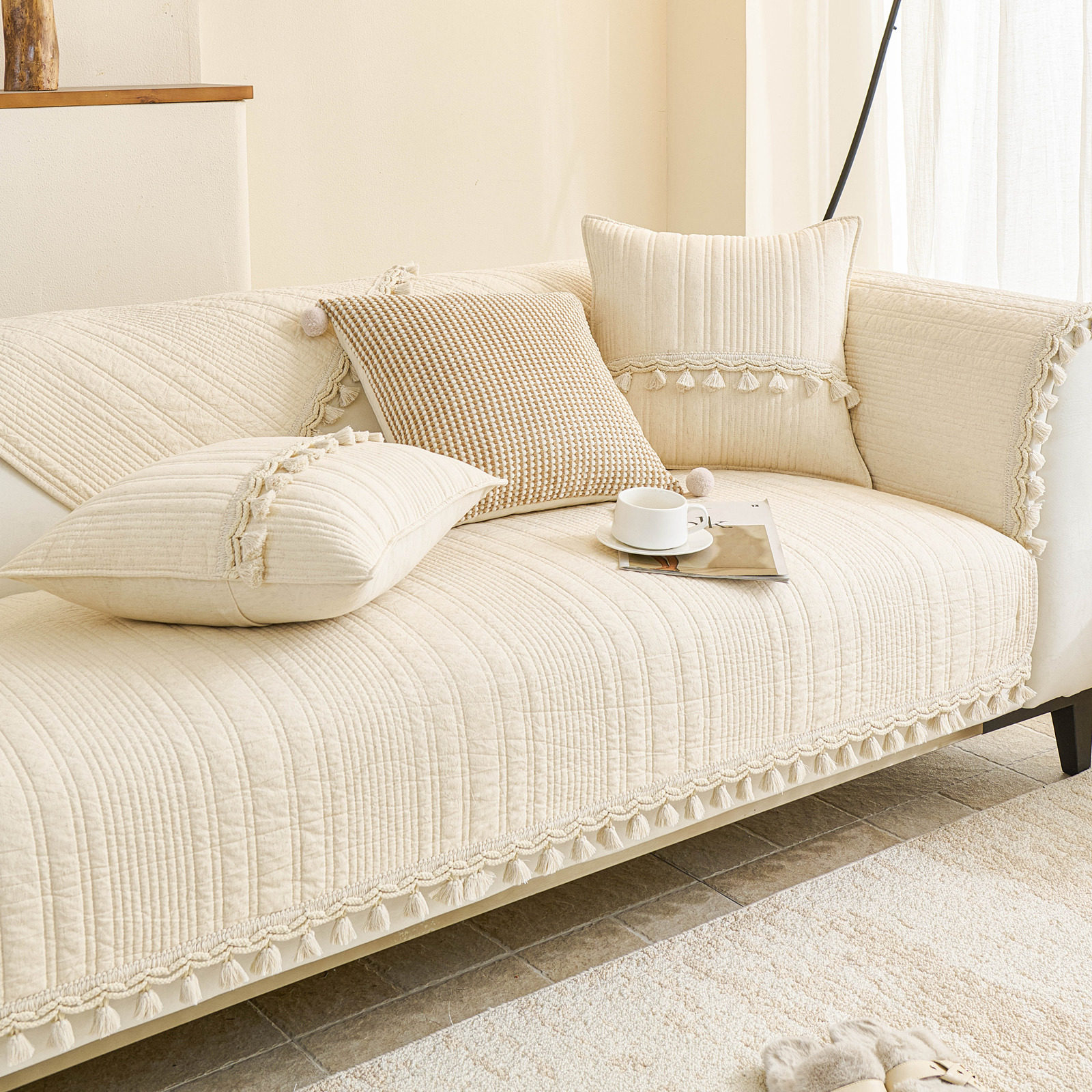 高端系列 棉麻沙发垫四季款侘寂风客厅沙发坐垫盖布防滑沙发套罩,居家布艺,沙发垫,淘宝优惠券,粉丝福利购,淘宝优惠卷