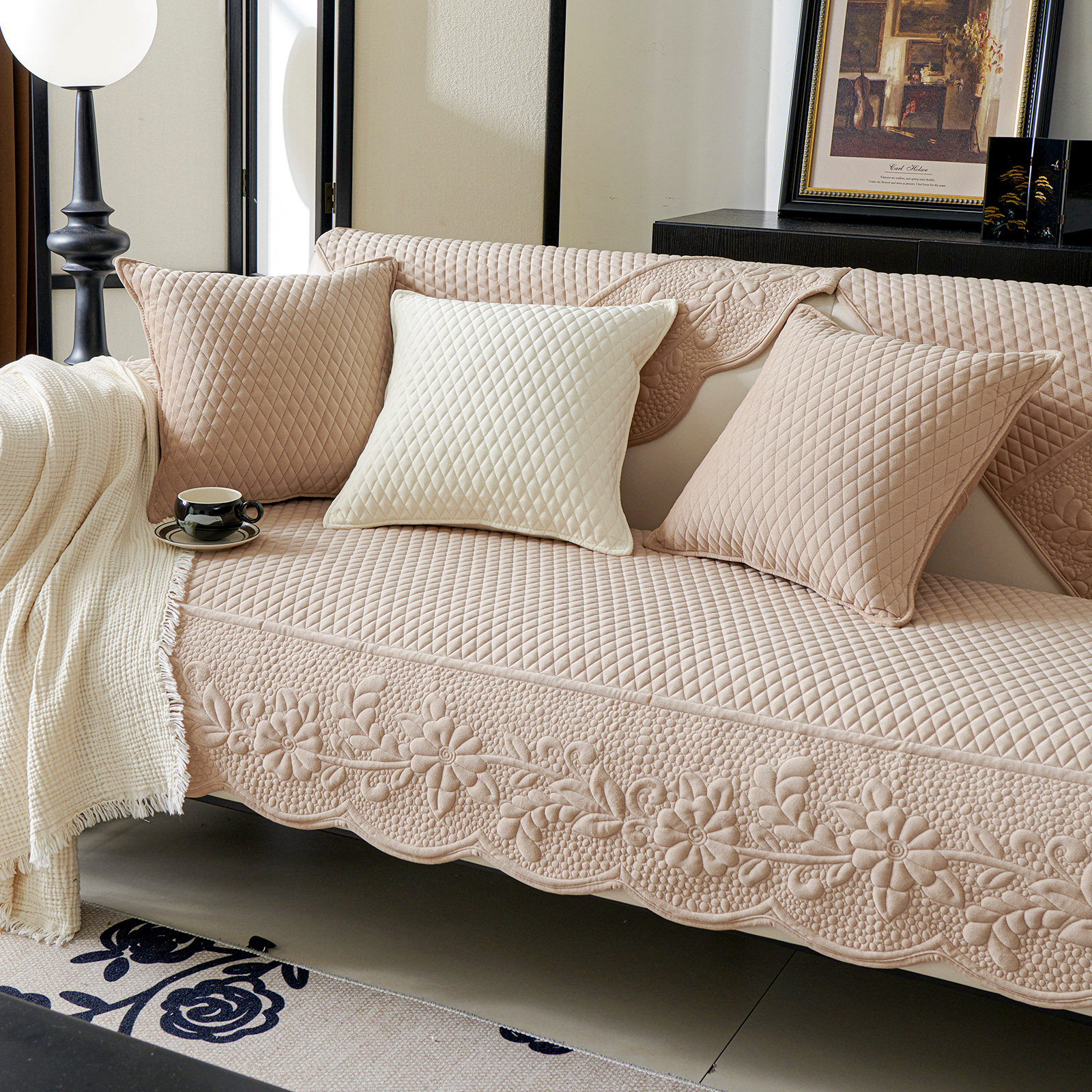 毛绒沙发垫现代轻奢秋冬新款布艺防滑皮沙发套罩巾直排三人坐垫子,居家布艺,沙发垫,淘宝优惠券,粉丝福利购,淘宝优惠卷