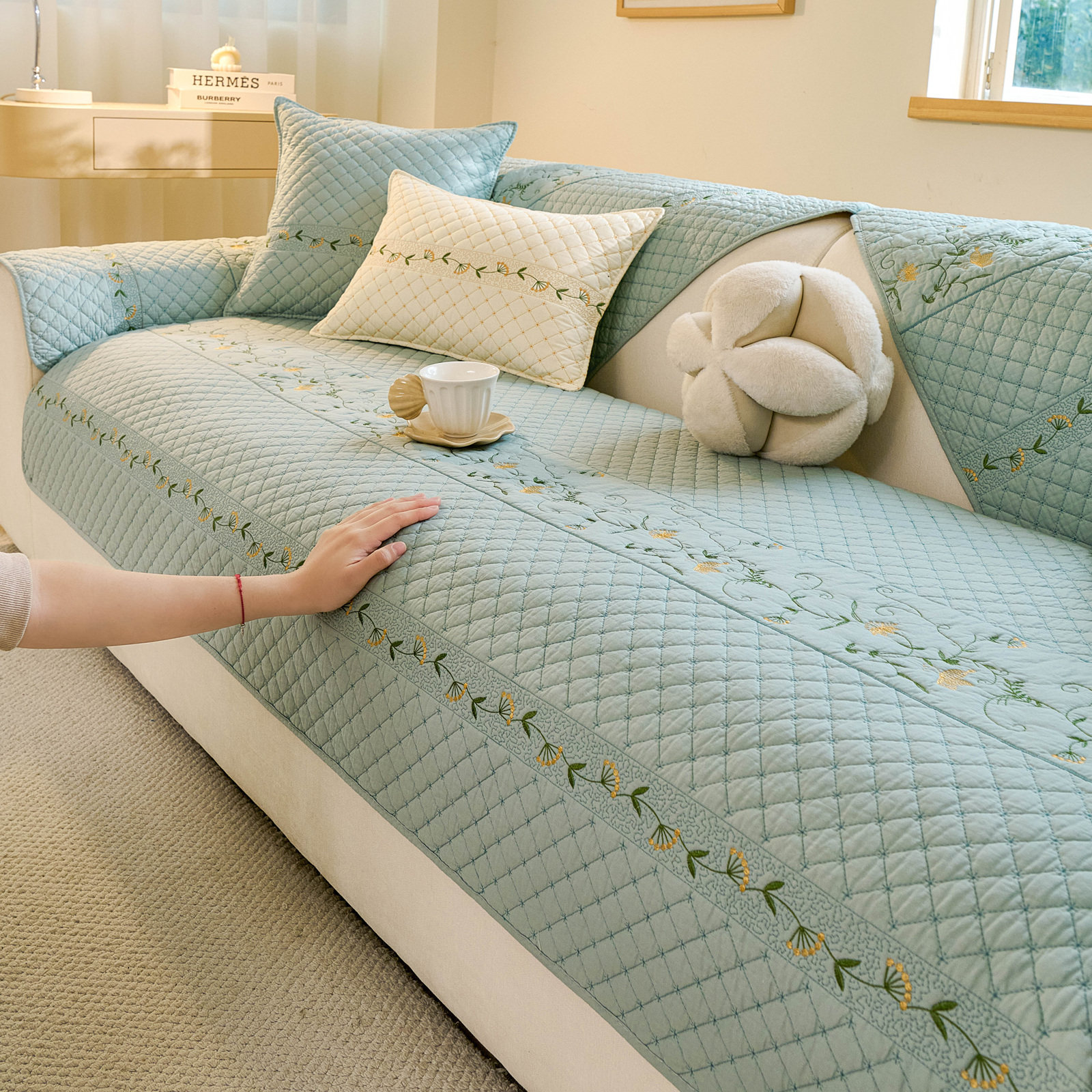 奶油风沙发垫全棉2025秋冬新款直排四季通用沙发套罩巾布艺坐垫子,居家布艺,沙发垫,淘宝优惠券,粉丝福利购,淘宝优惠卷