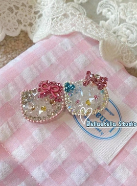 甜美可爱hellokitty满钻发夹女高级感小众闪亮刘海碎发卡kt鸭嘴夹