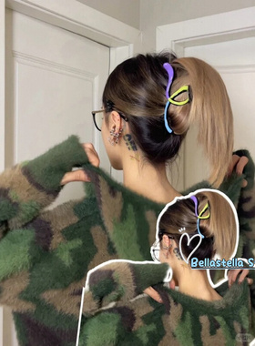 韩系高级感大号滴油抓夹发量多后脑勺盘发鲨鱼夹简约百搭设计头饰