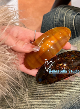 法式复古醋酸弹簧夹女简约气质马尾半扎发后脑勺盘发夹高级感头饰