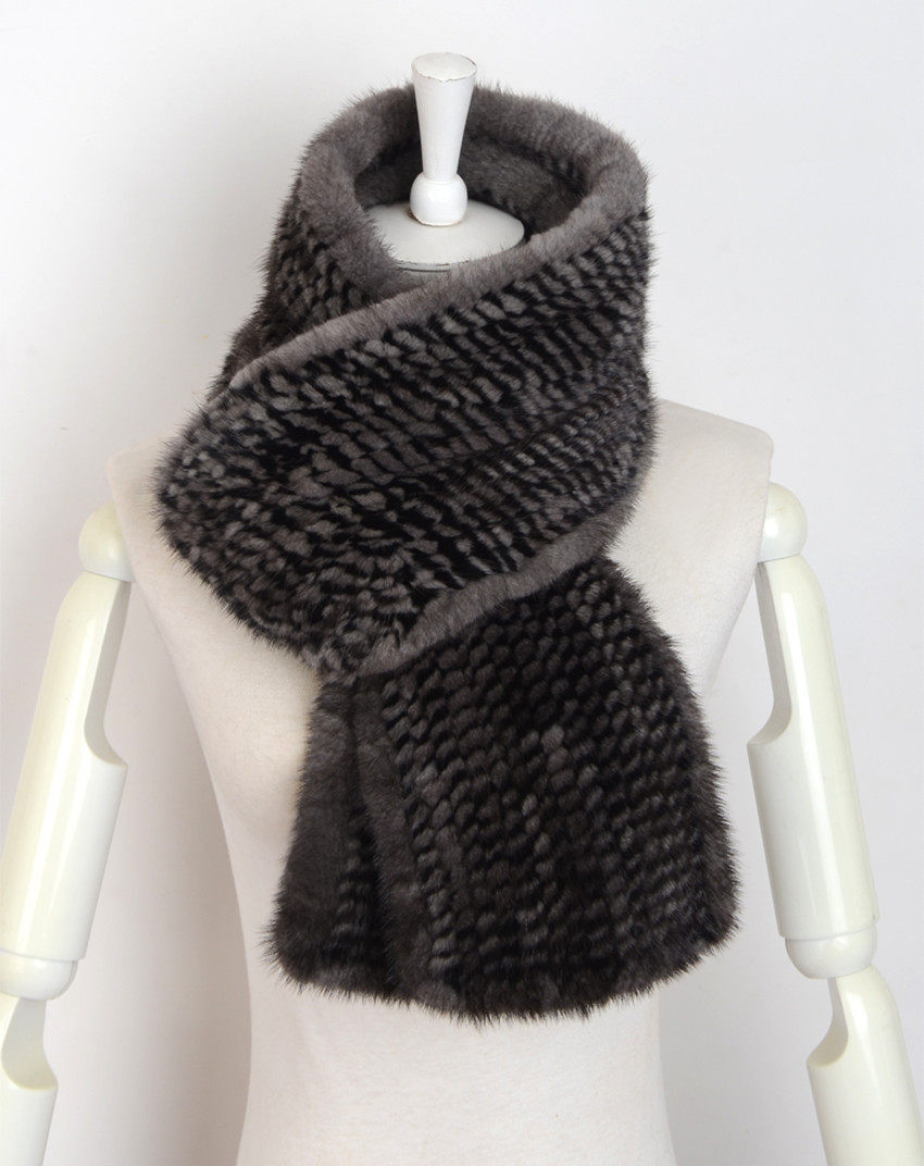 新款水貂围巾 水貂编织围巾 男女通用加长围巾围脖双面水貂毛围巾