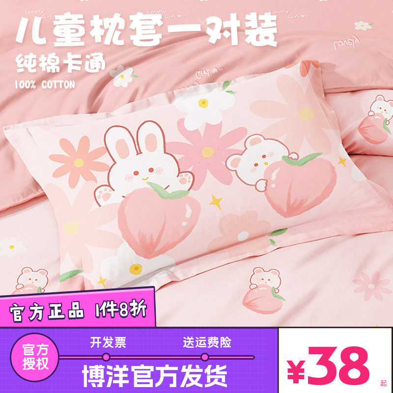 卡通博洋全棉幼儿园一对装枕头套图片