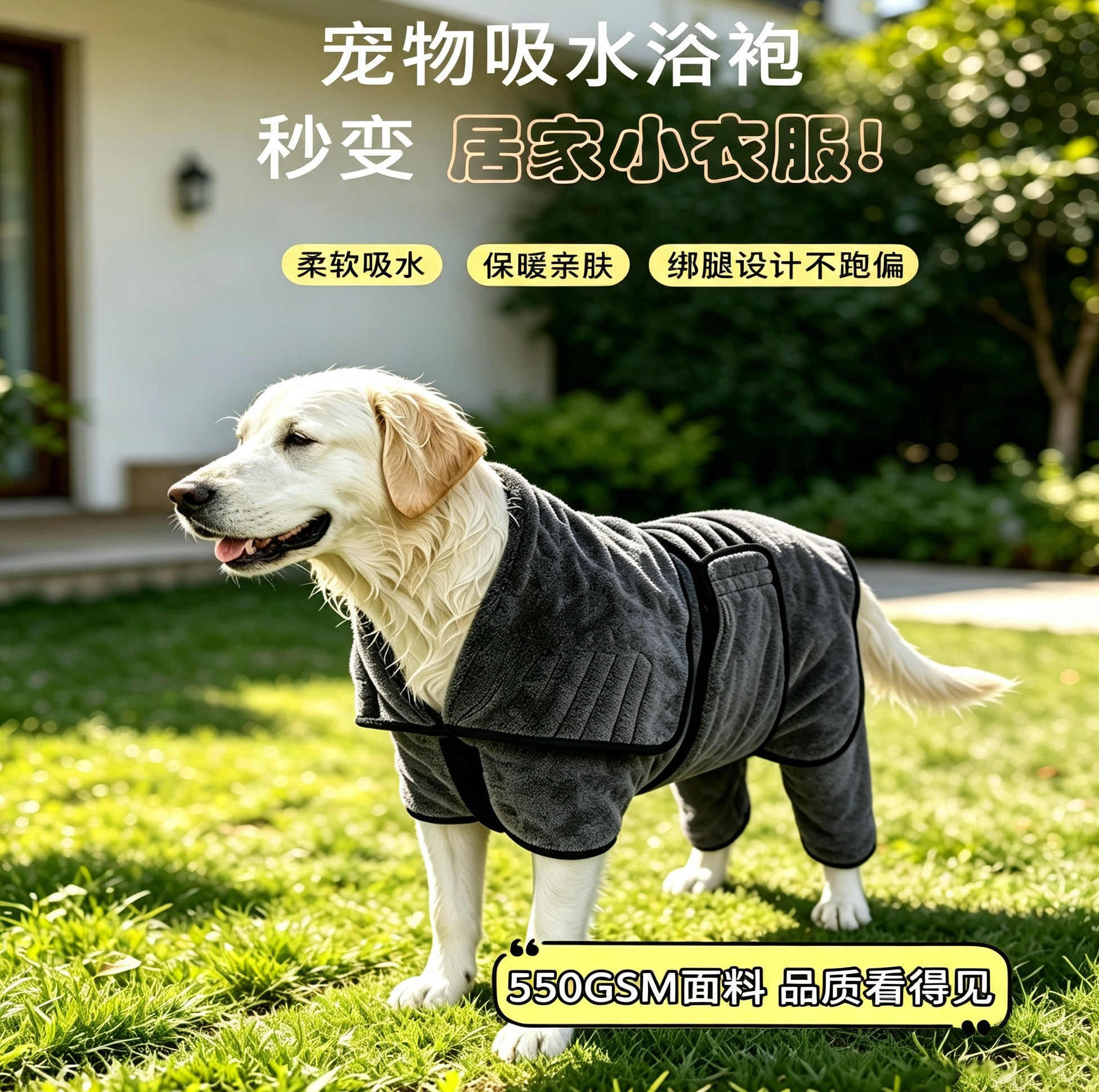 加厚宠物服装浴袍两用款