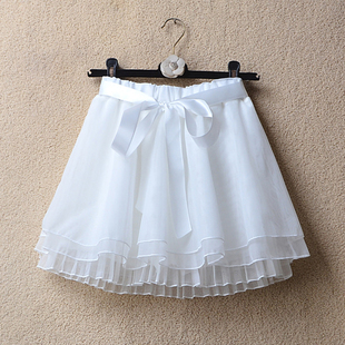 韩版 裙松紧腰蓬蓬裙高腰网纱打底裙短裙子 百搭纱裙半身裙女春夏裤