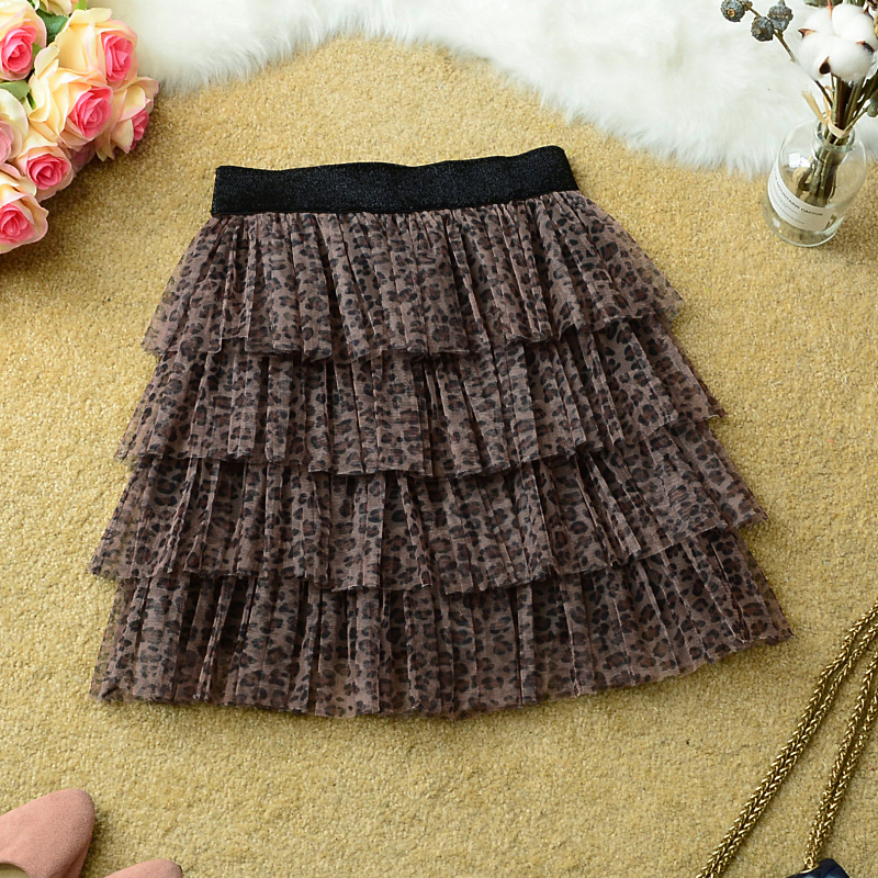 2022夏季新款蛋糕裙层层豹纹a字