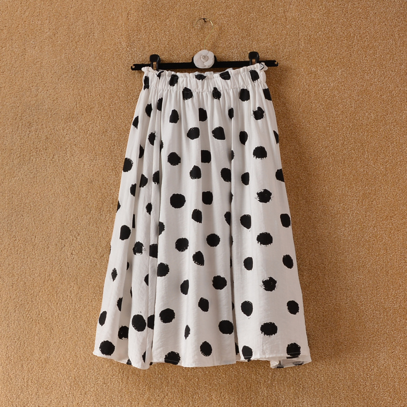 时尚圆点印花高腰显瘦半身裙子